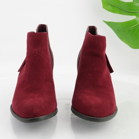 Vionic Womens Anne Boots Size 9.5 Burgundy Red Suede Python Block Heel Booties - Picture 3 of 12